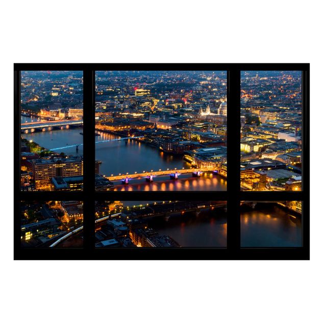 Magnetic memo board - Window view of London's skyline with bridge