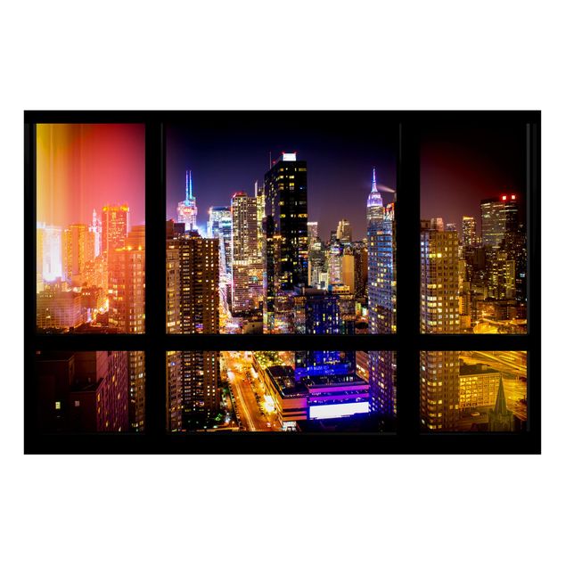 Magnetic memo board - Window view Manhattan Skyline at Night