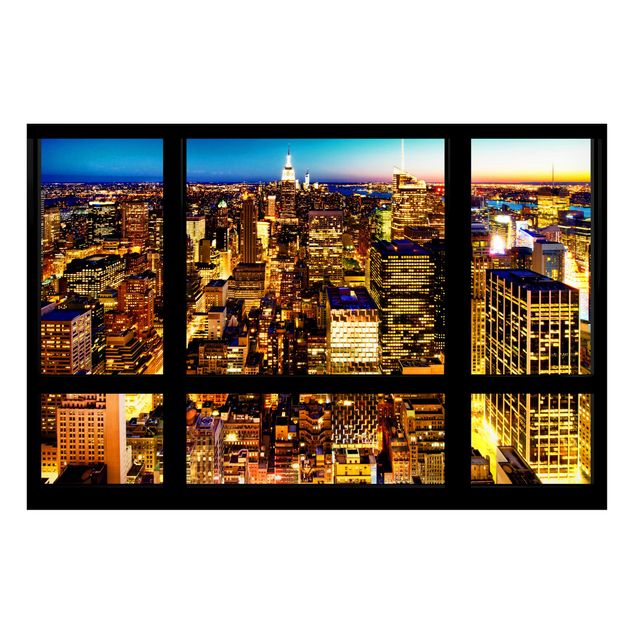 Magnetic memo board - Window view New York at night