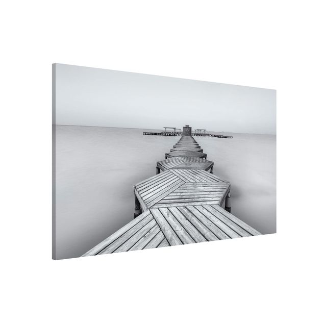 Magnetic memo board - Wooden Pier In Black And White