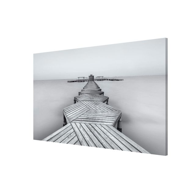 Magnetic memo board - Wooden Pier In Black And White