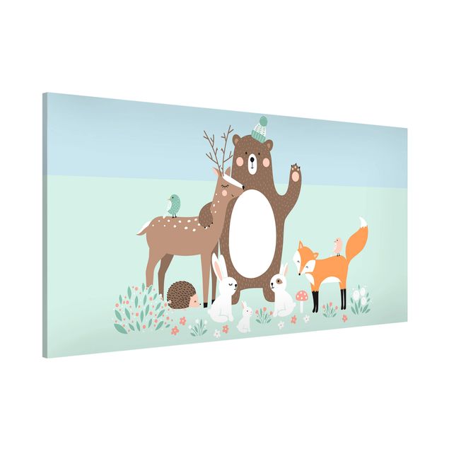 Magnetic memo board - Forest Friends with forest animals blue