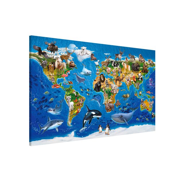 Magnetic memo board - Animal Club International - World Map With Animals