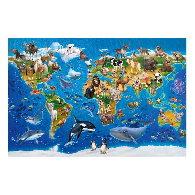 Magnetic memo board - Animal Club International - World Map With Animals