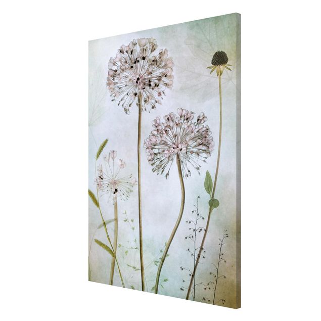 Magnetic memo board - Allium flowers in pastel