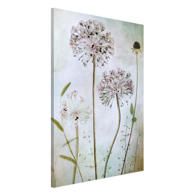 Magnetic memo board - Allium flowers in pastel
