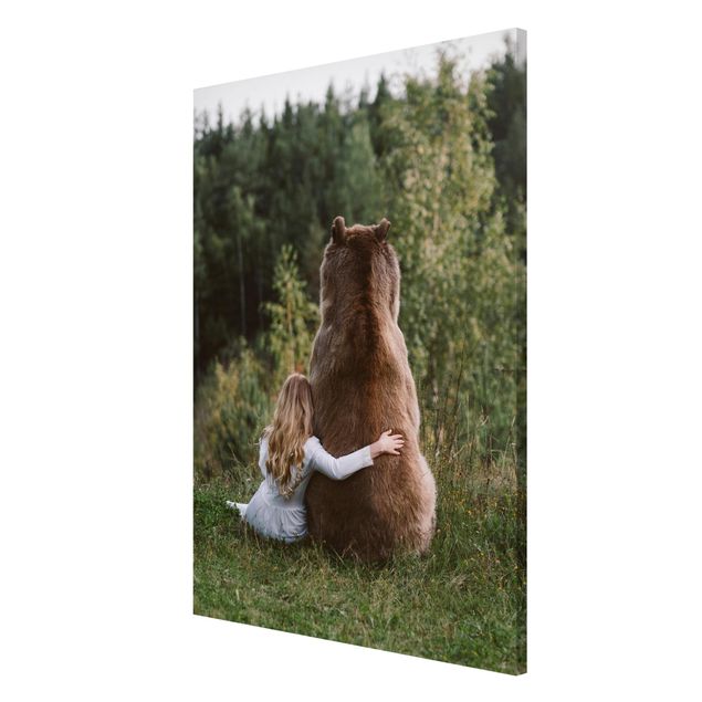 Magnetic memo board - Girl With Brown Bear
