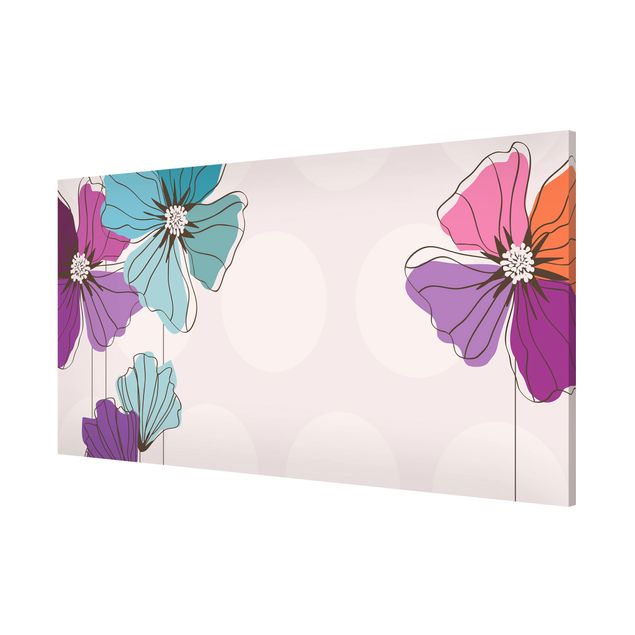 Magnetic memo board - Poppies In Pastel