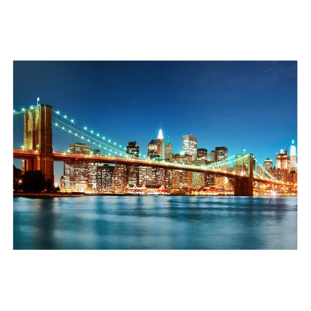 Magnetic memo board - Nighttime Manhattan Bridge