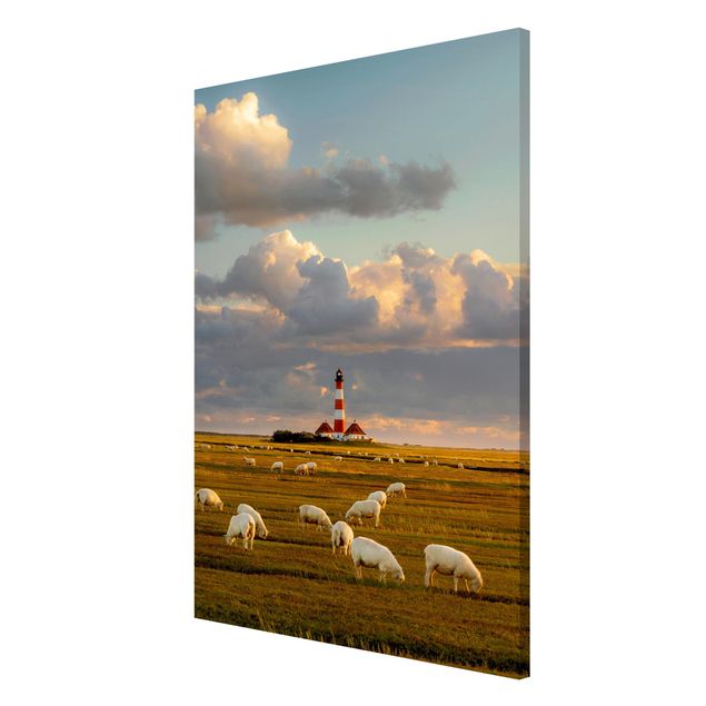 Magnetic memo board - North Sea Lighthouse With Flock Of Sheep