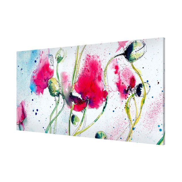 Magnetic memo board - Painted Poppies