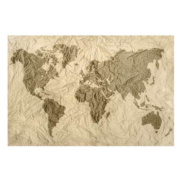Magnetic memo board - Paper World Map Beige Brown