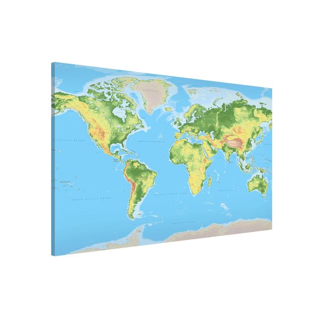 Magnetic memo board - Physical World Map