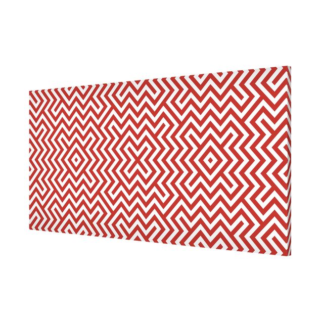 Magnetic memo board - Red Geometric Stripe Pattern