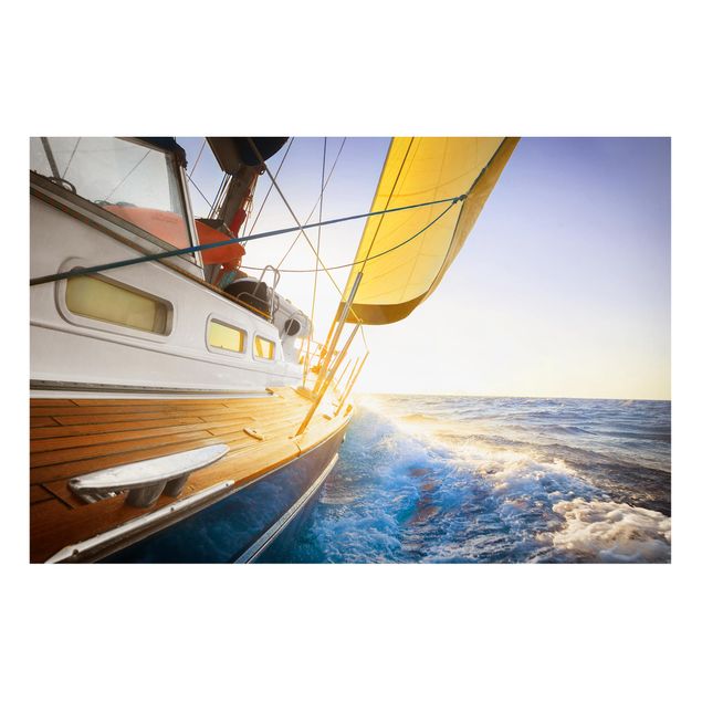 Magnetic memo board - Sailboat On Blue Ocean In Sunshine