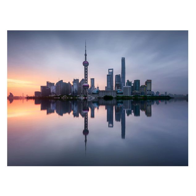 Magnetic memo board - Shanghai Skyline Morning Mood