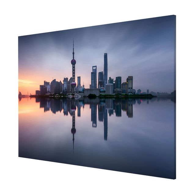 Magnetic memo board - Shanghai Skyline Morning Mood