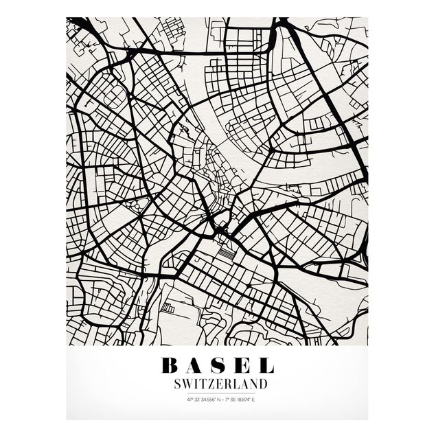 Magnetic memo board - Basel City Map - Classic