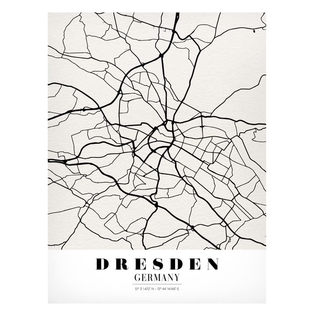 Magnetic memo board - Dresden City Map - Classical