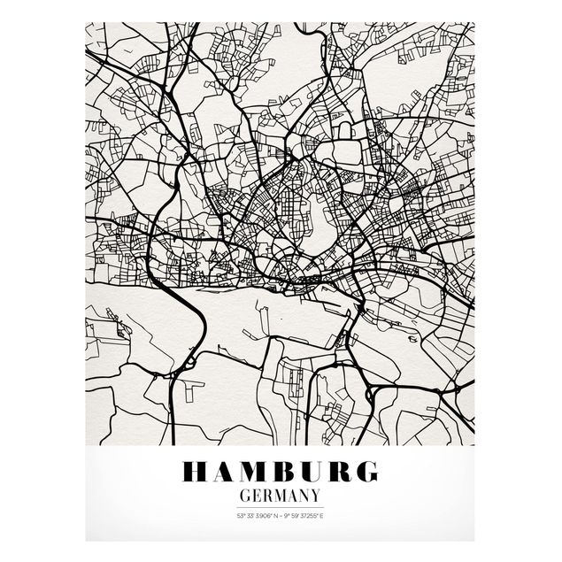 Magnetic memo board - Hamburg City Map - Classic