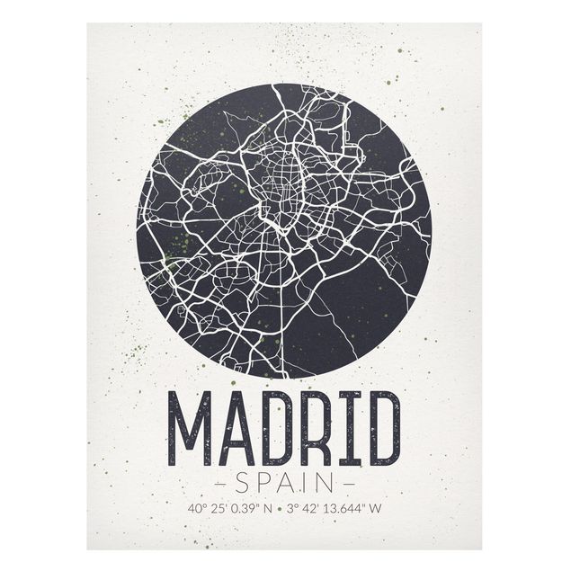 Magnetic memo board - Madrid City Map - Retro
