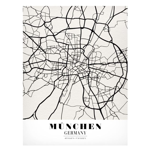 Magnetic memo board - Munich City Map - Classic