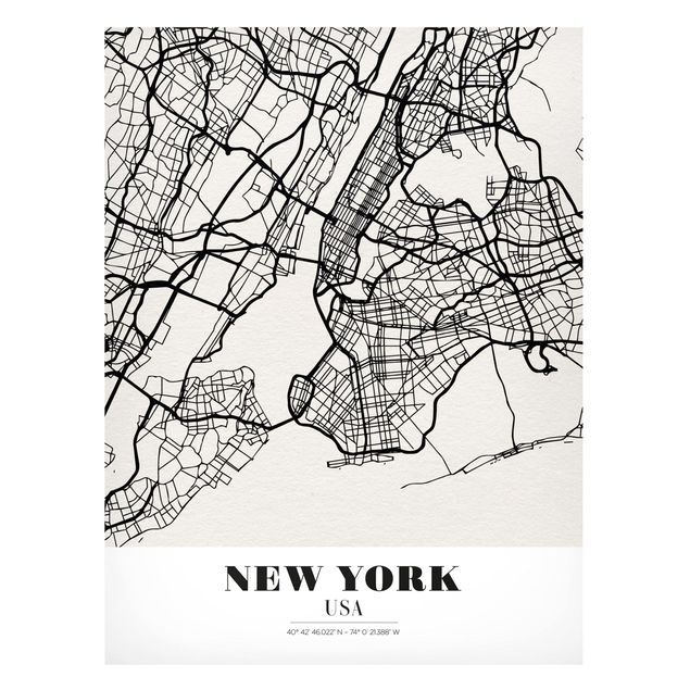 Magnetic memo board - New York City Map - Classic