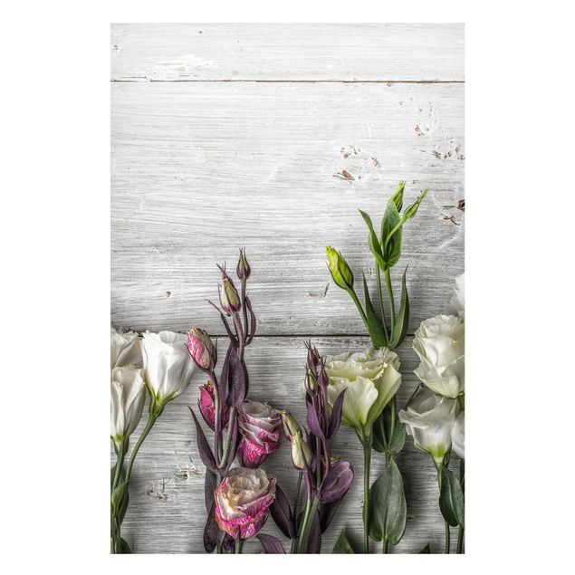 Magnetic memo board - Tulip Rose Shabby Wood Look