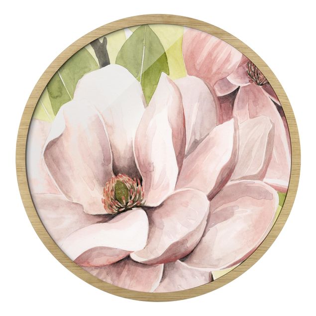 Circular framed print - Magnolia Blushing I