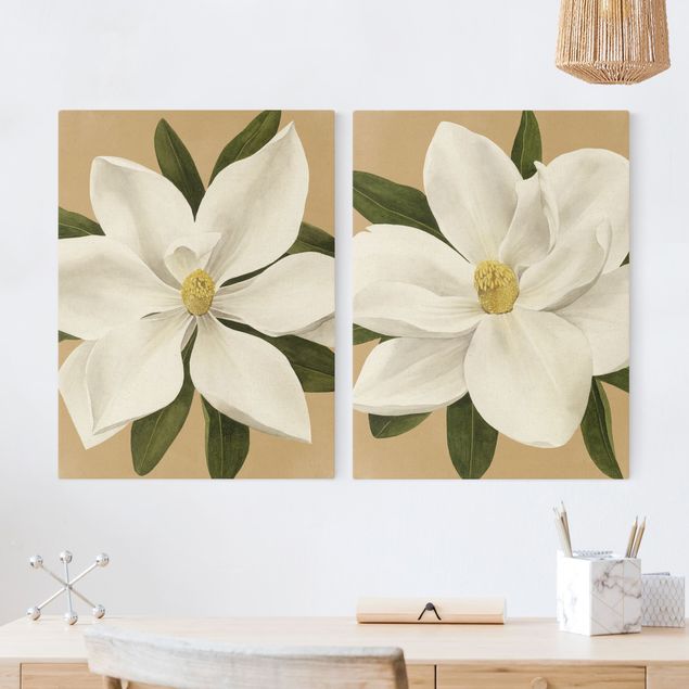 Print on canvas - Magnolia On Gold