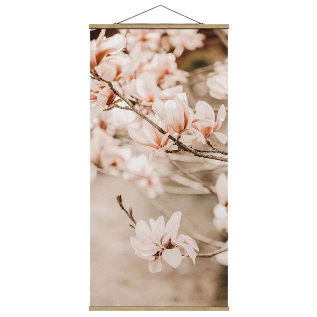 Fabric print with poster hangers - Magnolia Twig Vintage Style - Portrait format 1:2