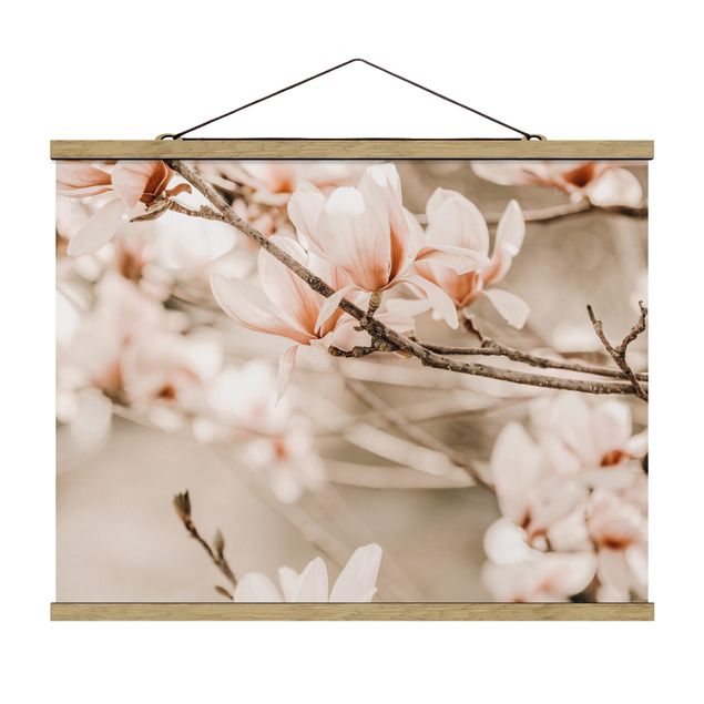 Fabric print with poster hangers - Magnolia Twig Vintage Style - Landscape format 4:3