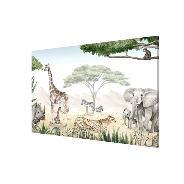 Magnetic memo board - Majestic animal world of the savannah