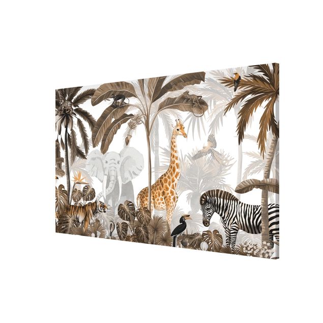 Magnetic memo board - Majestic animal world in the jungle sepia