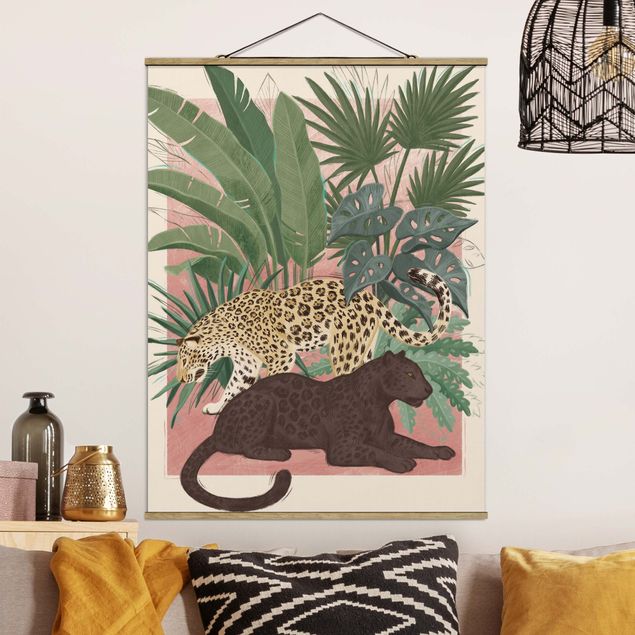 Fabric print with poster hangers - Majestic Wildcats - Portrait format 3:4