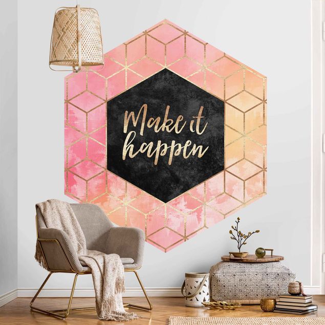 Self-adhesive hexagonal pattern wallpaper - Make It Happen Geometry Pastel