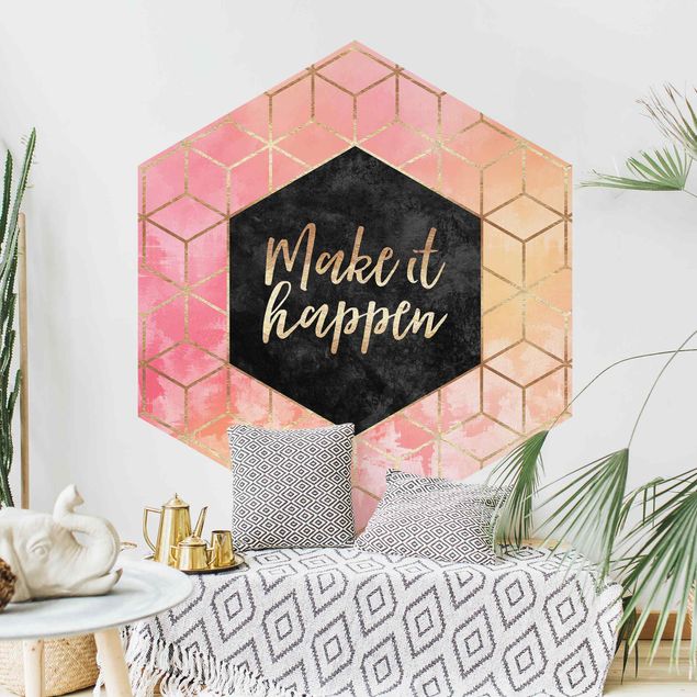 Self-adhesive hexagonal pattern wallpaper - Make It Happen Geometry Pastel