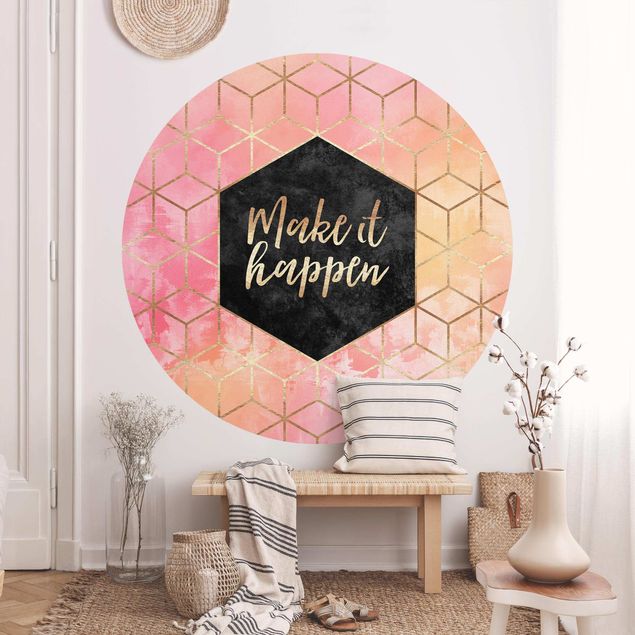 Self-adhesive round wallpaper - Make It Happen Geometry Pastel