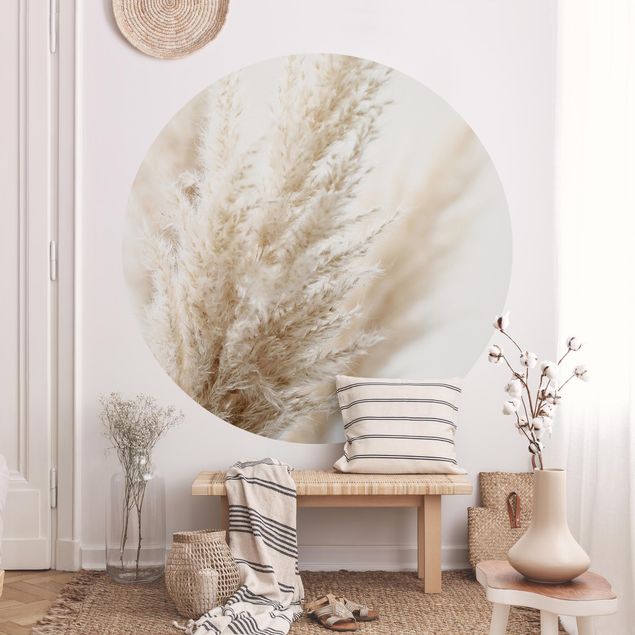 Self-adhesive round wallpaper - Macro Image Pampas Grass
