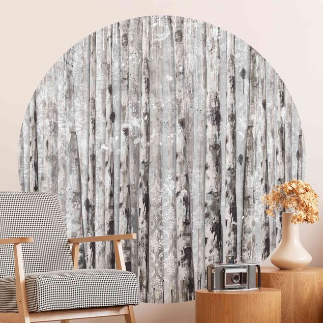 Self-adhesive round wallpaper - Picturesque Birch Forest