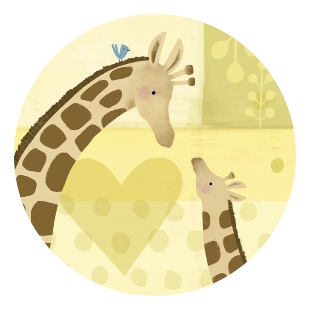 Self-adhesive round wallpaper kids - Mum And I - Giraffes