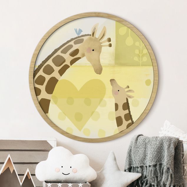 Framed prints round Mum And I - Giraffes