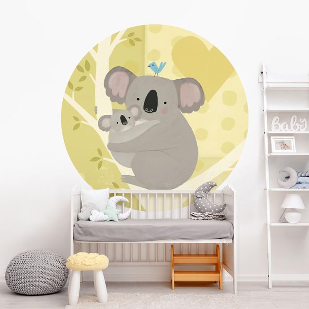 Self-adhesive round wallpaper kids - Mum And I - Koalas