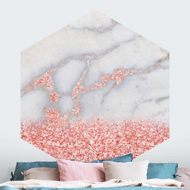 Wallpapers Marble Look With Pink Confetti