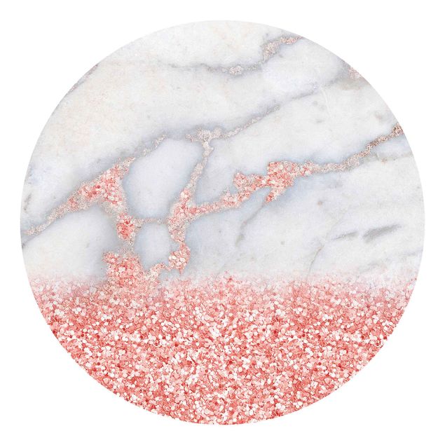 Self-adhesive round wallpaper kitchen - Marble Look With Pink Confetti