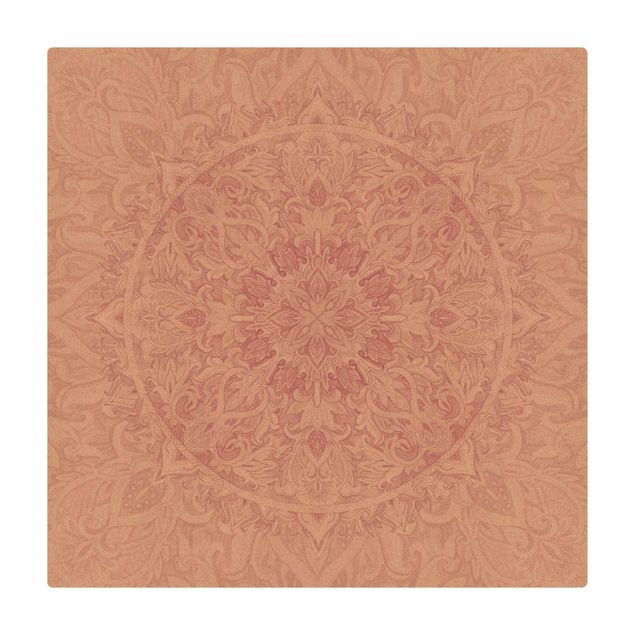 Cork mat - Mandala Watercolour Ornament Pink - Square 1:1