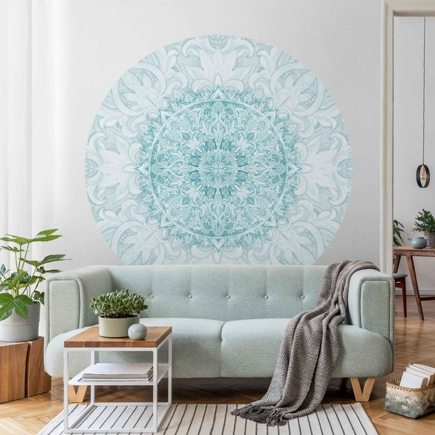 Wallpapers Mandala Watercolour Ornament Turquoise