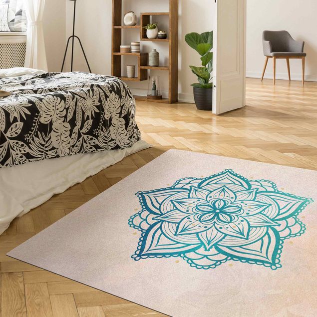 floral area rugs Mandala Illustration Mandala Gold Blue