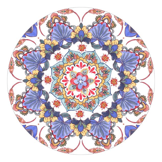 Self-adhesive round wallpaper - Mandala Meditation Hartha