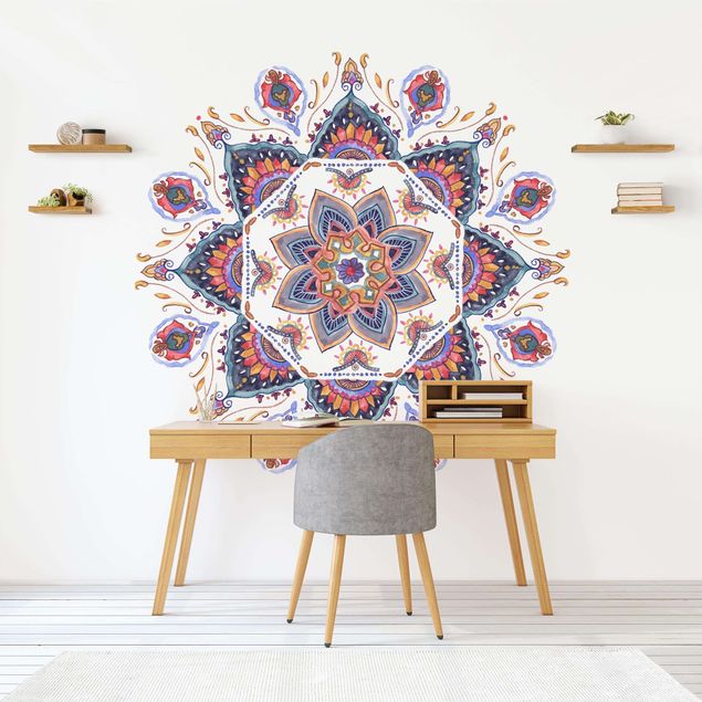 Self-adhesive round wallpaper - Mandala Meditation